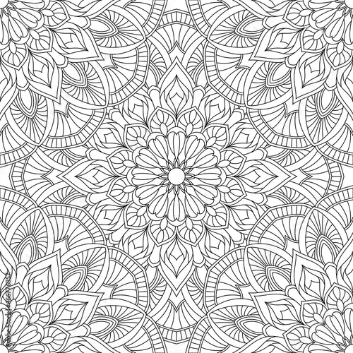 Vector coloring. Geometric floral pattern. Contour drawing on a white background.