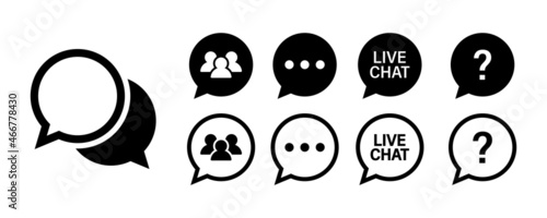 Chat message icon collection. Chat speech bubble vector signs. Chat message elements templates. Stock vector