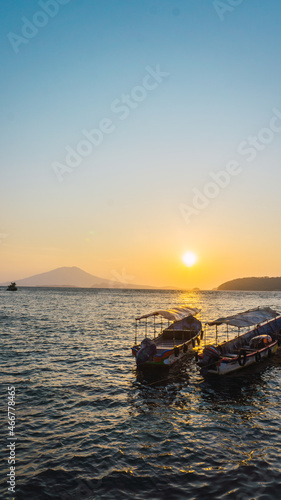 Fishing boats at the sunset in Honduras Central America