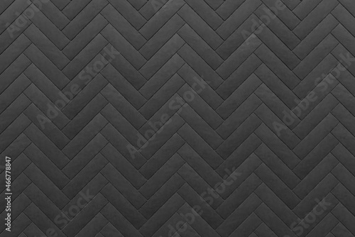 Fototapeta Naklejka Na Ścianę i Meble -  Soft convex wall panels, in black skin. Herringbone shape. High quality seamless realistic texture, 3d rendering