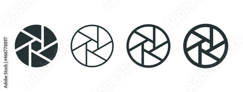 shutter camera aperture icon, lens icons in filled, thin line, outline and stroke style for apps and website