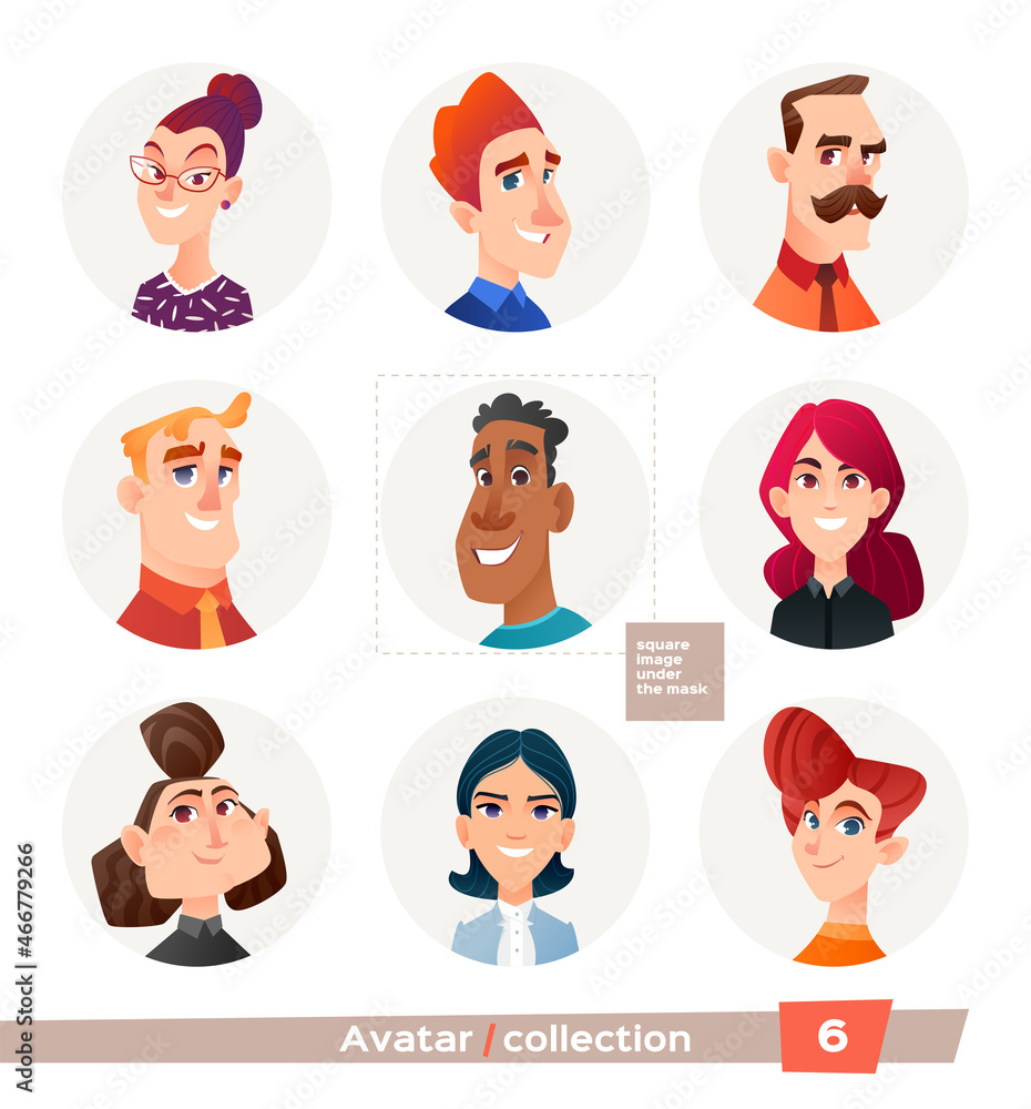 Collection of avatars, people. A set of user faces for a web forum or account. Icons of men and women. Collection of avatars, people. A set of user faces for a web forum or account. Icons of men and women.