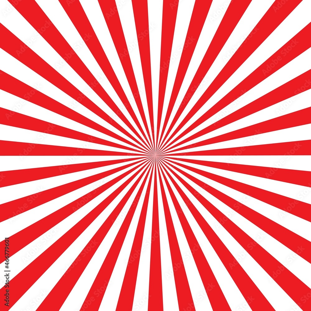Red and white Sunburst Pattern Background. Rays. Sunburst background. Vector illustration. Red and white radial background.
