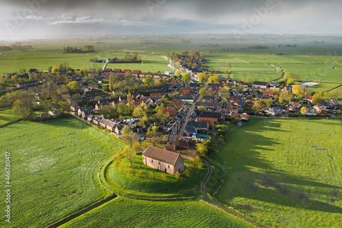 Aerial view of Ezinge, a small village near Groningen, The Netherlands. photo