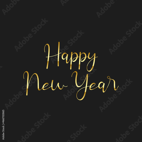 Happy New year 2022 card, banner. Beautiful greeting poster with calligraphy black text word ribbon star. Hand drawn design elements. Handwritten modern brush lettering on black background vector