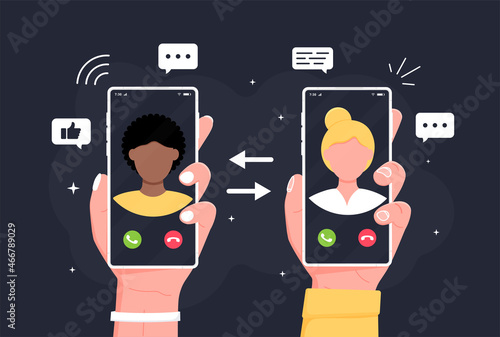 Incoming call on the smartphone screen. Flat design vector illustration. Call the service. Modern concept for web banners, websites, infographics. Flat icon for banners, websites and infographics.