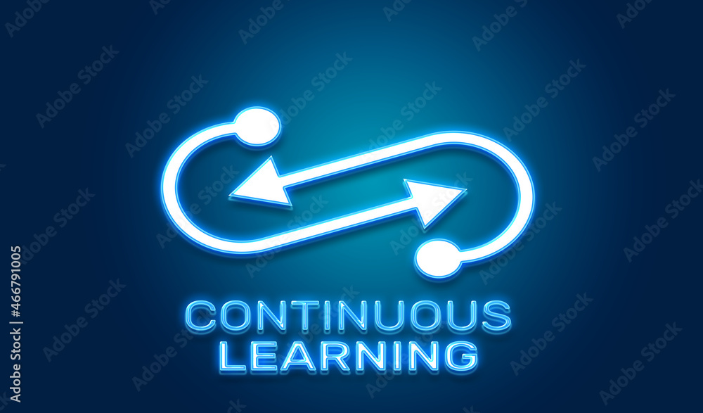 Continuous learning neon icon Continuous learning neon icon