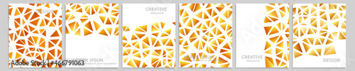 Set of vector cover notebook design. Abstract yellow minimal triangles halftone template design for notebook paper, copybook brochures, book, magazine. Planner and diary cover for print