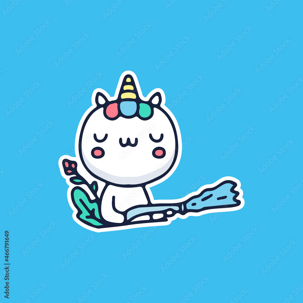 cute unicorn watering the plant. cartoon for sticker. cute unicorn watering the plant. cartoon for sticker.