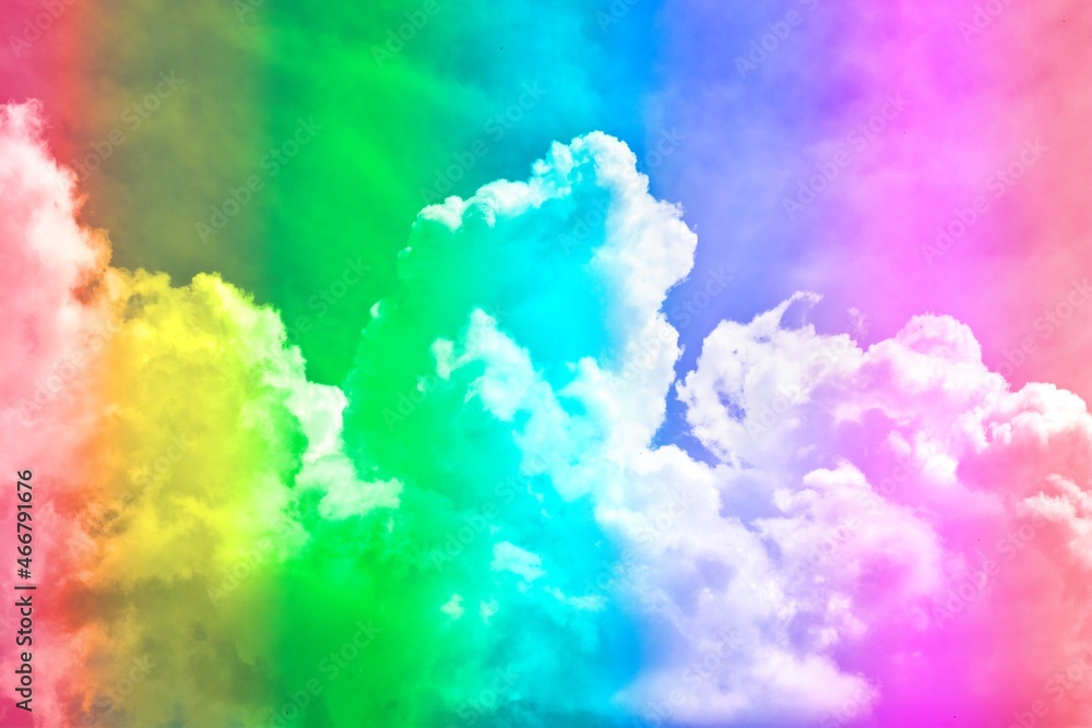 abstract background of clouds painted in rainbow colors