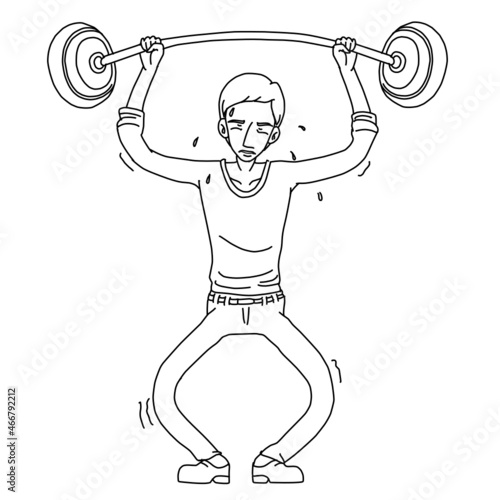 Hugo Man Weightinglifting Working Out Whiteboard Animation SVG Image