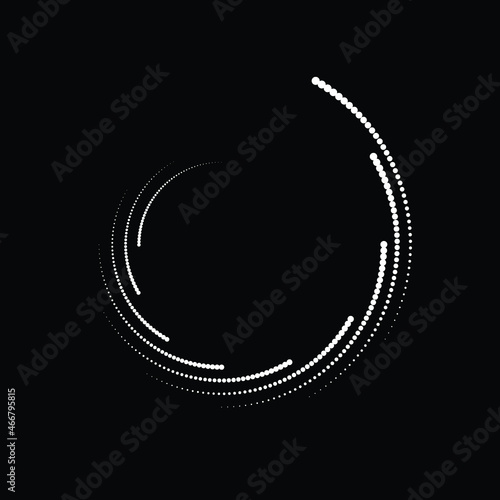 Rotating halftone dots in Spiral Form for comic books . Twirl background . Vector Illustration . Round Logo . Spiral Design element . Abstract Geometric vortex.