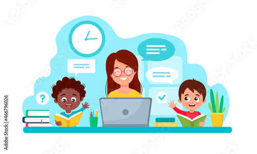 Obraz na plátně Teacher teaches children