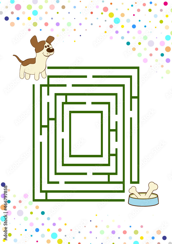 Labyrinth with an animal. Developing children's game. vector