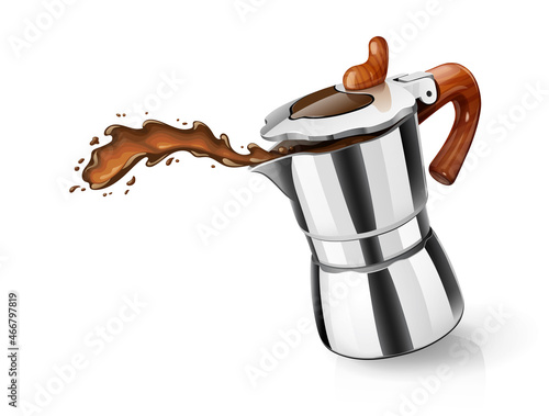 Geyser coffee maker for prepare aromatic mocha. Isolated on white background. Eps10 vector illustration.