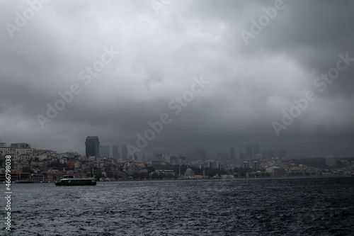 storm and rain over the city of Istanbul and Bosporus strait © Sergei Timofeev