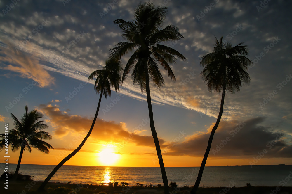 Sunset over Ouvea lagoon on Ouvea Island, Loyalty Islands, New Caledonia