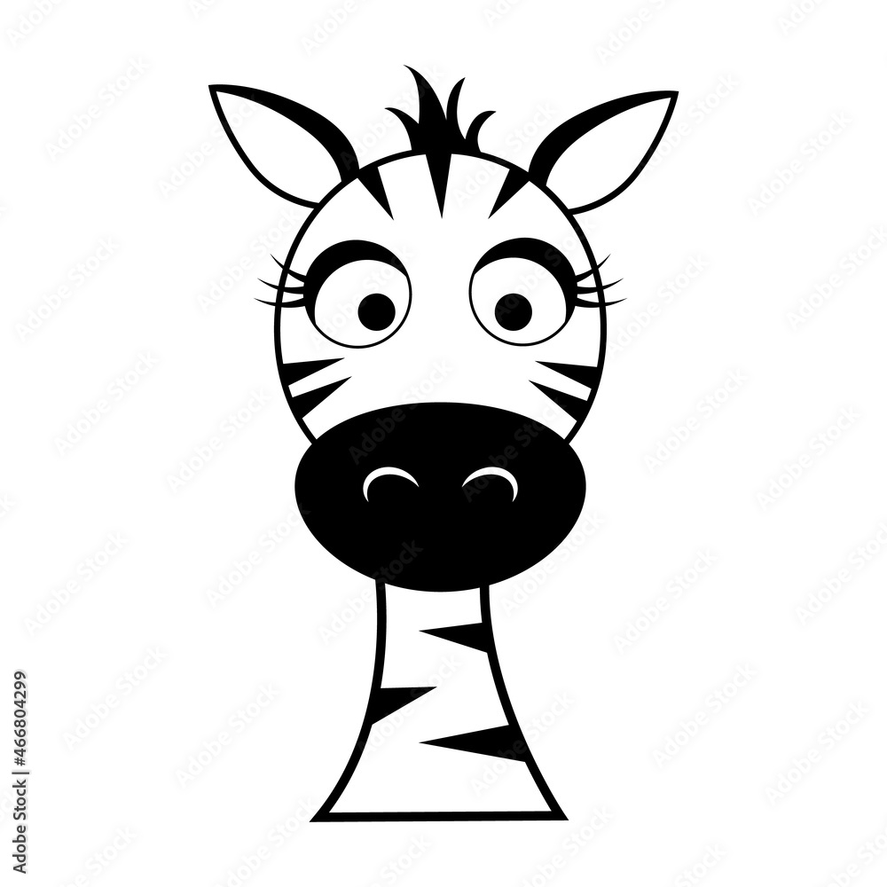 Zebra vector. Funny cute head of zebra