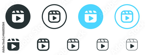 play video icon, multimedia player, Video playlist icon outline and filled icons