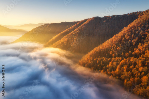 Mountains in low clouds at ...