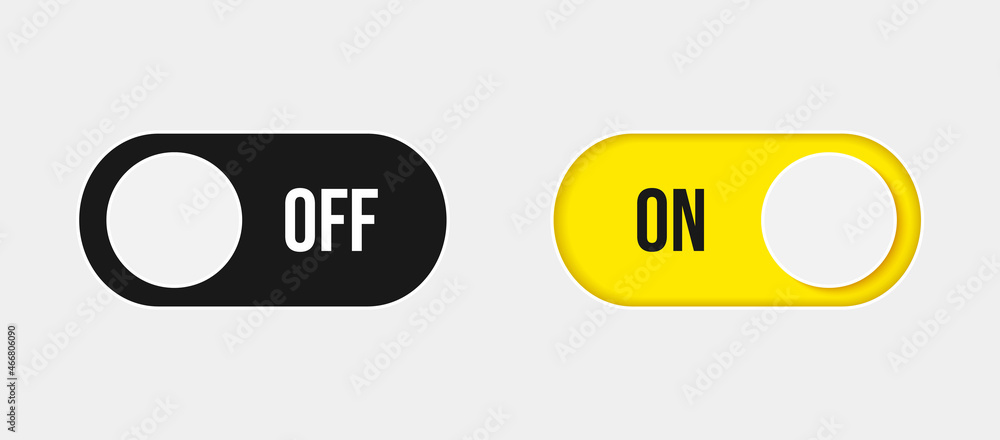 On and Off toggle switch buttons in modern flat style for UX UI phone ...