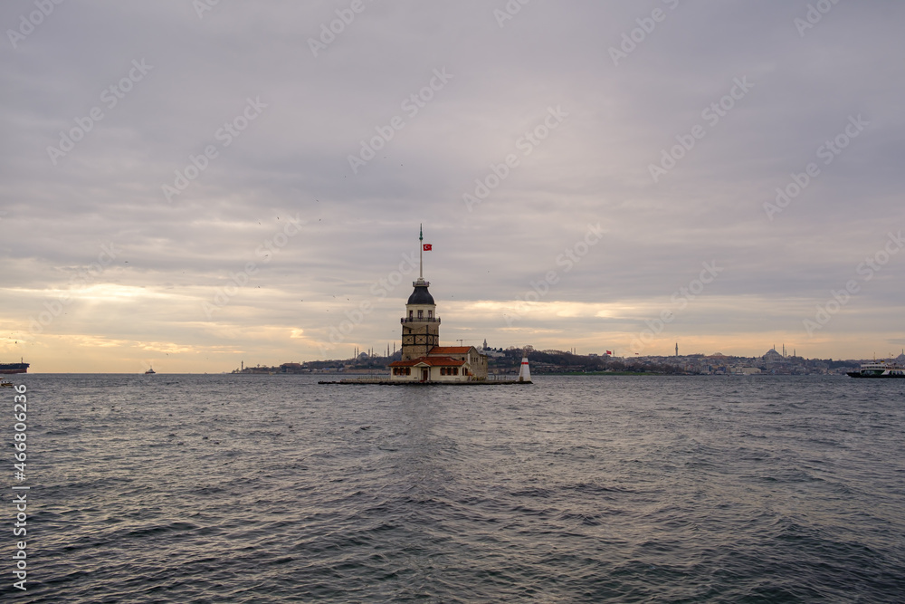 Maidens tower as known Kiz Kulesi in Turkish language in Istanbul Maidens tower as known Kiz Kulesi in Turkish language in Istanbul