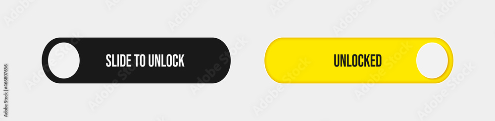 Set of slide unlock buttons for mobile device interface. UI Design with ...