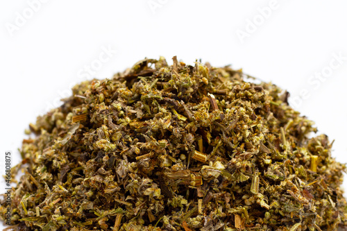 Dried absinthe wormwood on white background.