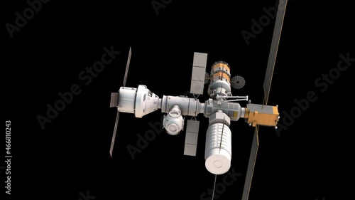 Lunar Gateway - Esprit refueller- 3d animation model on a black background photo