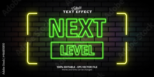 Neon style editable text effect, Next Level text