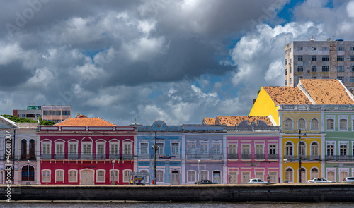 Colored buildings in Recife, Pernambuco. 