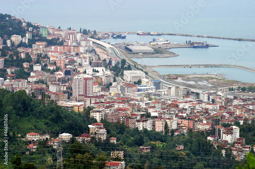 Fototapeta Naklejka Na Ścianę i Meble -  City of Rize in Black Sea, Turkey. Rize is built around a small bay on the Black Sea coast.