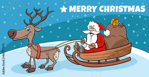 greeting card with Santa Claus on sleigh on Christmas time