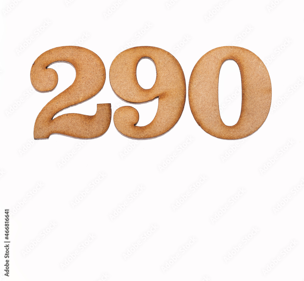 Number 290 - Piece of wood isolated on white background Number 290 - Piece of wood isolated on white background