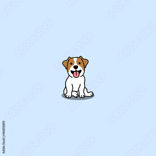 Cute jack russell terrier dog sitting cartoon, vector illustration