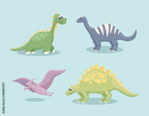 cute dinosaurs four characters