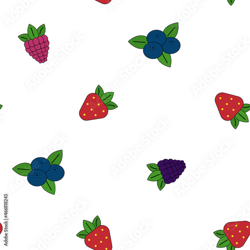 Fototapeta Naklejka Na Ścianę i Meble -  Vector illustrations of pattern seamless of cartoon ripe wild berries