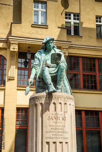 Poznan, Poland - August 09, 2021. Statue of Klemens Janicki - Pomnik Janickiego photo