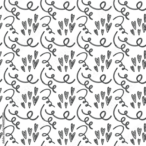 Vector seamless pattern. Outline Illustrations of reusable cups. Coffee and tea mugs for take away drinks. For advertising social media posts printing on paper and fabric.
