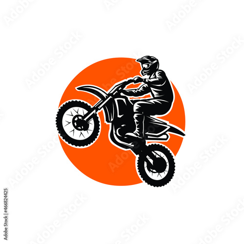 Motocross rider doing freestyle jumping vector isolated