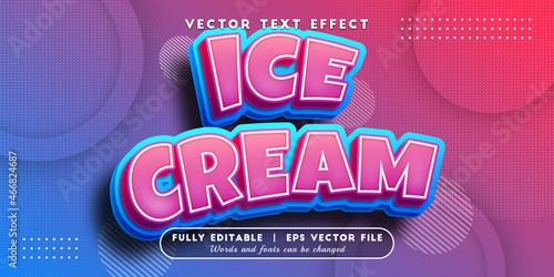Text effects 3d ice cream, editable text style