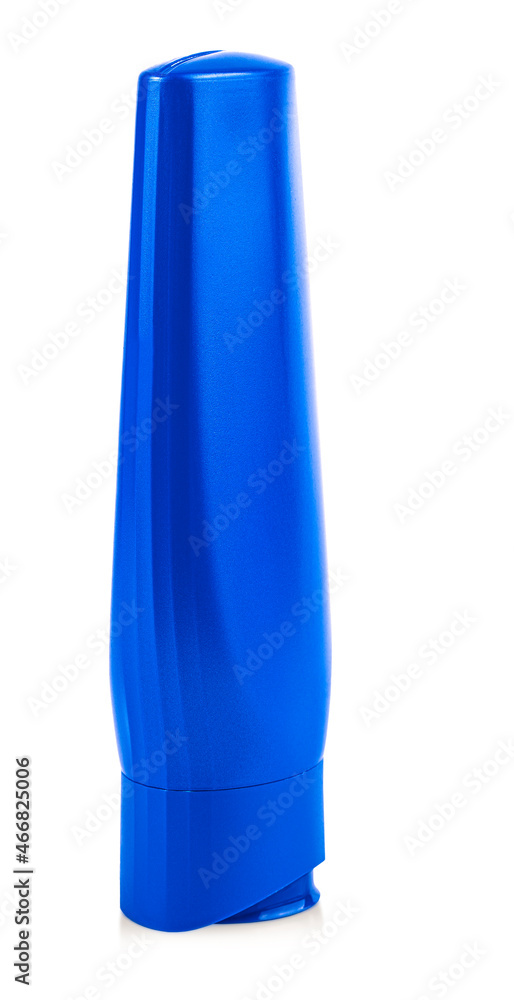 Blue Plastic Bottle with Shampoo or hygienic cosmetic product isolated on white background Blue Plastic Bottle with Shampoo or hygienic cosmetic product isolated on white background