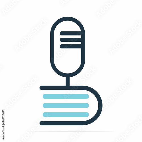 Educational Podcast Icon Logo Design. Microphone book logo template vector illustration.