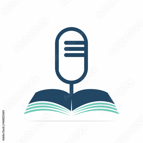 Educational Podcast Icon Logo Design. Microphone book logo template vector illustration.