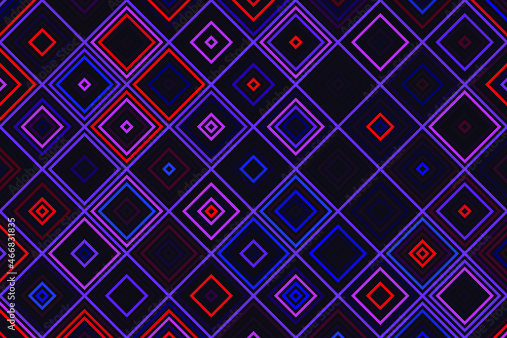 Color dodge effect illustration. Abstract geometric background consisting of squares. 