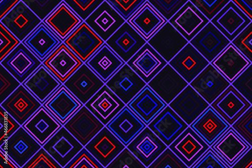 Color dodge effect illustration. Abstract geometric background consisting of squares. 