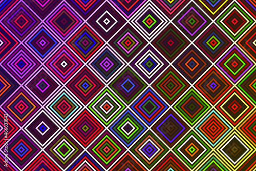 Color dodge effect illustration. Abstract geometric background consisting of squares. 