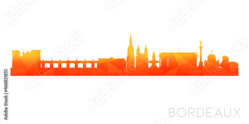 Bordeaux, France Low Poly Skyline Clip Art City Design. Geometric Polygon Graphic Horizon Icon. Vector Illustration Symbol.