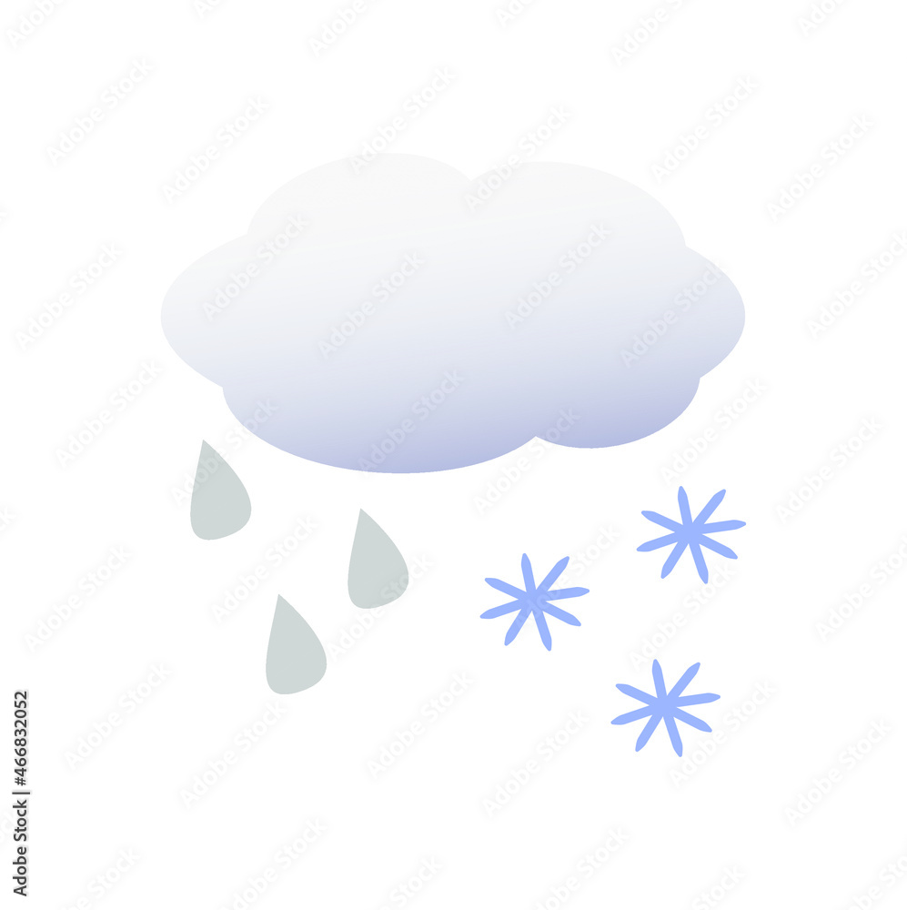 Snow and rain weather icon 