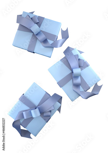 Set of gift boxes with bows, isolated on a white background. 3D illustration 